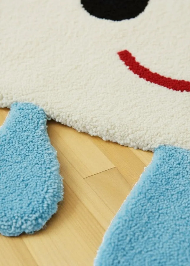 Smiling Cloud Wool Kids Rug – Hand Tufted Raindrop Design Rug