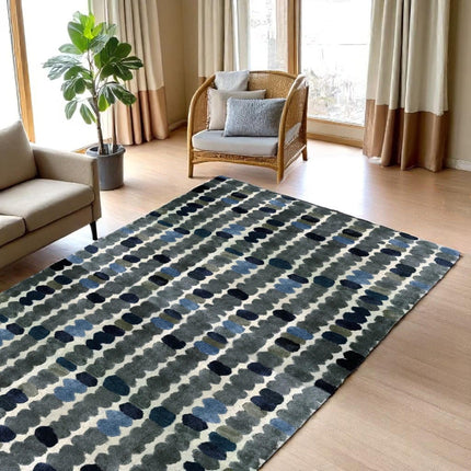 Polka Dot Wool & Viscose Rug: Hand-Tufted Modern Colorful Carpet