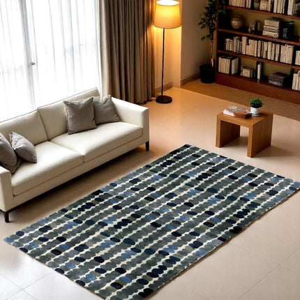 Polka Dot Wool & Viscose Rug: Hand-Tufted Modern Colorful Carpet