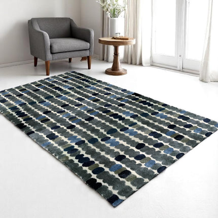 Polka Dot Wool & Viscose Rug: Hand-Tufted Modern Colorful Carpet