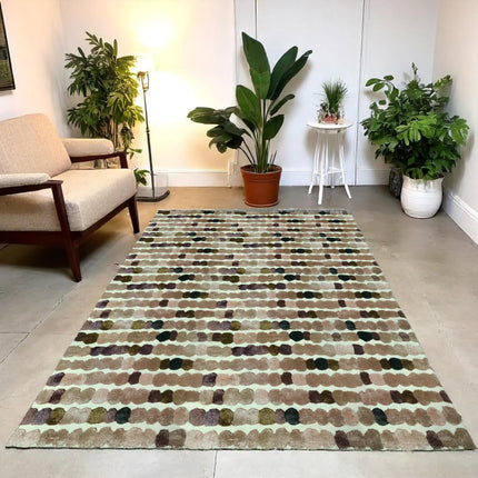 Polka Dot Wool & Viscose Rug: Hand-Tufted Modern Colorful Carpet
