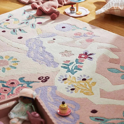 Hand-Tufted Wool Unicorn Rug: Enchanted Kids Room Carpet