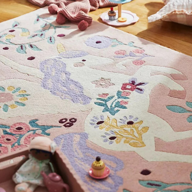 Hand-Tufted Wool Unicorn Rug: Enchanted Kids Room Carpet
