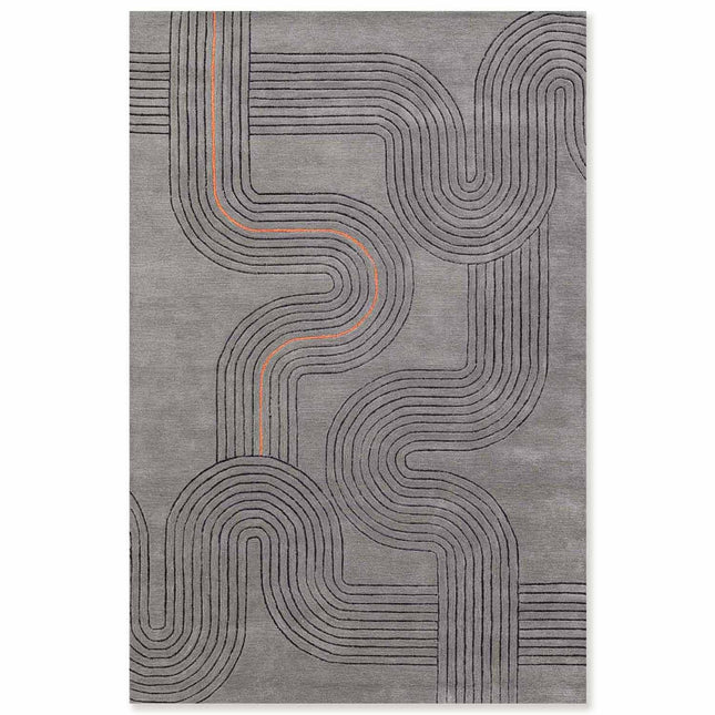 Hand Tufted Wool Rug: Modern Gray Carved Area Rug, 8x10