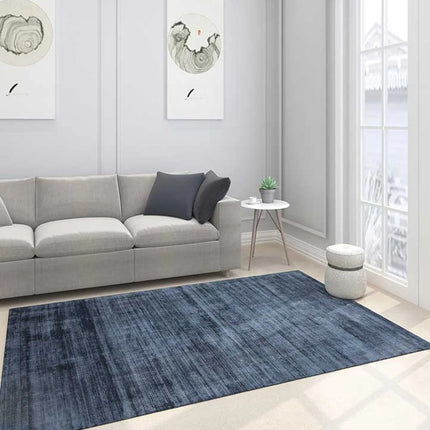 Hand Loomed Viscose Silk Rug: Faded Texture, Custom Color & Size