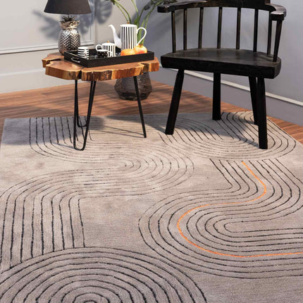 Hand Tufted Wool Rug: Modern Gray Carved Area Rug, 8x10