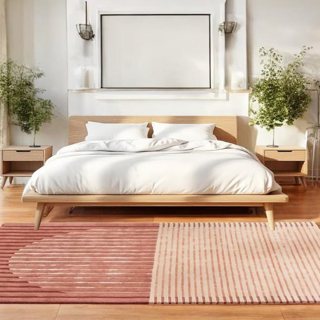Hand Tufted Wool Rug: Modern Abstract Striped Design