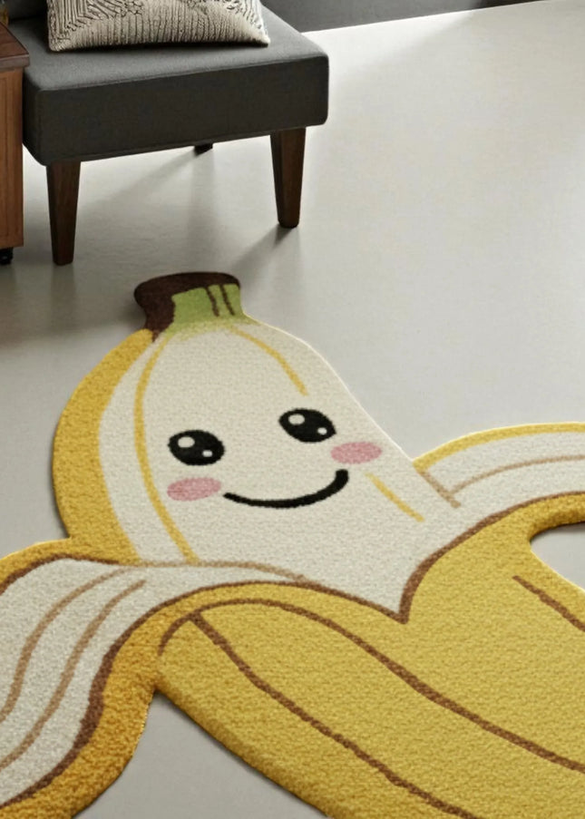 Banana Rug – Handmade Tufted Cute Fruit Carpet for Kids Room