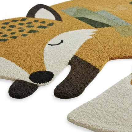 Fox Shape Wool Rug – Hand Tufted Cute Animal Kids Nursery Carpet