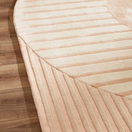 Hand Tufted Wool Area Rug: Modern Striped Drop Shape Design