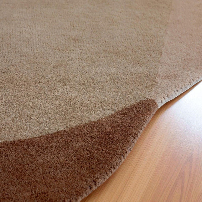 Abstract Irregular Wool Rug: Beige & Green Hand-Tufted Carpet