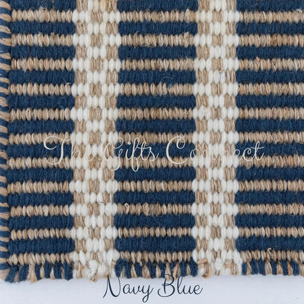 Handwoven Wool Jute Area Rug: Bohemian Reversible Rug