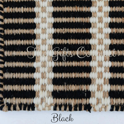 Handwoven Wool Jute Area Rug: Bohemian Reversible Rug