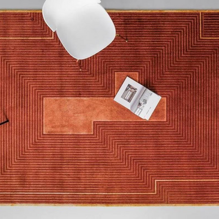Hand Tufted Geometric Wool Rug 8x10: Rust Modern Area Rug