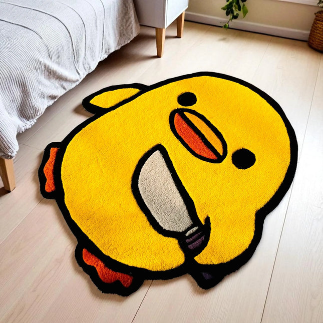 Yellow Duck Kids Rug – Hand Tufted Cute Animal Nursery Carpet