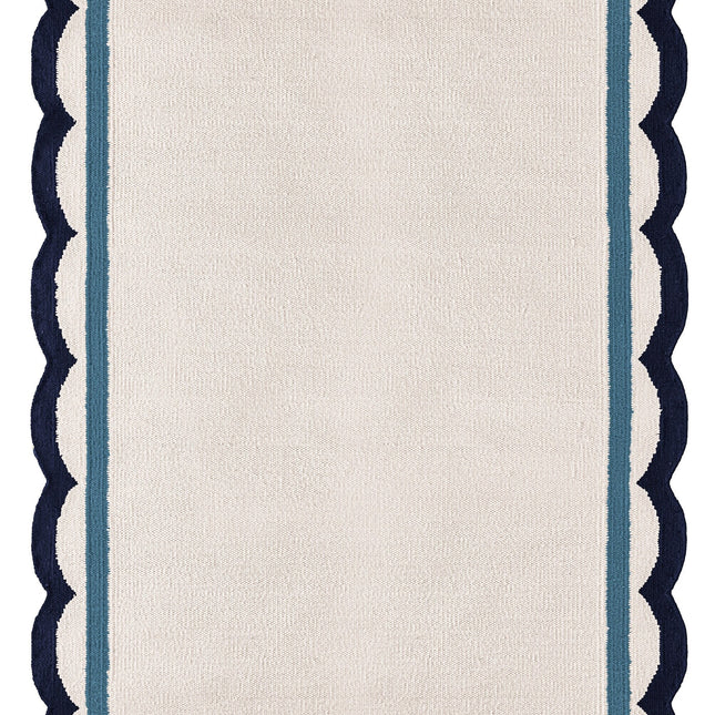 Handwoven Scalloped Wool Rug: Modern Boho Area Rug