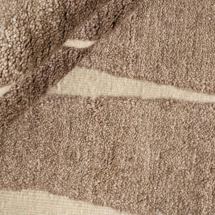 8x10 Abstract Wool Rug – Hand Knotted Beige & Brown Striped