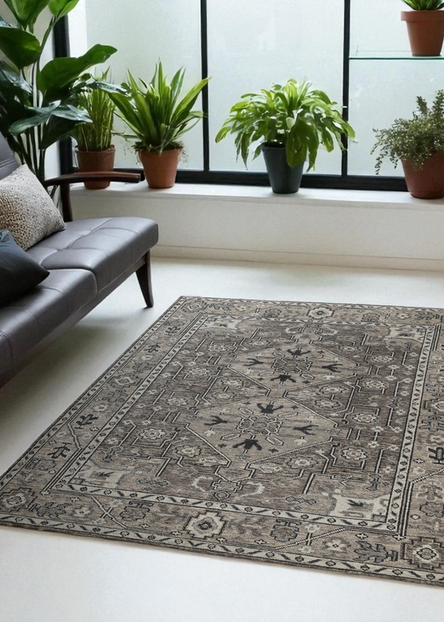 Traditional Oushak Wool Rug – Hand Knotted Anatolian Carpet 9x12 / 8x10