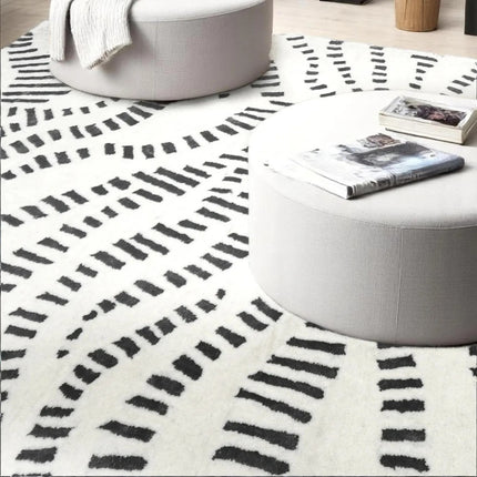 Hand Tufted Zebra Wool Rug: Black & White Modern Decor, 9x12