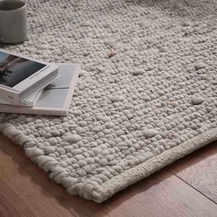 Hand Woven Wool Area Rug: Thick Felted Texture, Reversible Design