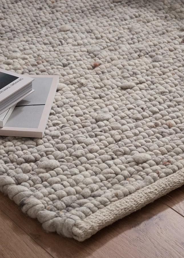 Hand Woven Wool Area Rug: Thick Felted Texture, Reversible Design