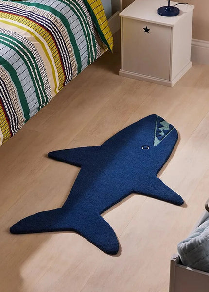 Hand-Tufted Blue Shark Rug | Childrens Room Decor | Fish Playmat | Non-Slip Carpet by TheGiftsConnect