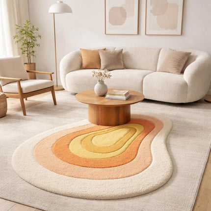 Abstract Hand Tufted Wool Rug, Amber Flow Modern Floor Carpet