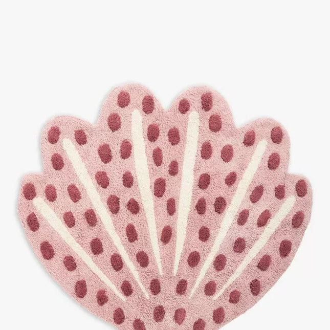 Soft Pink Shell Rug: Hand-Tufted Wool Playmat by TheGiftsConnect