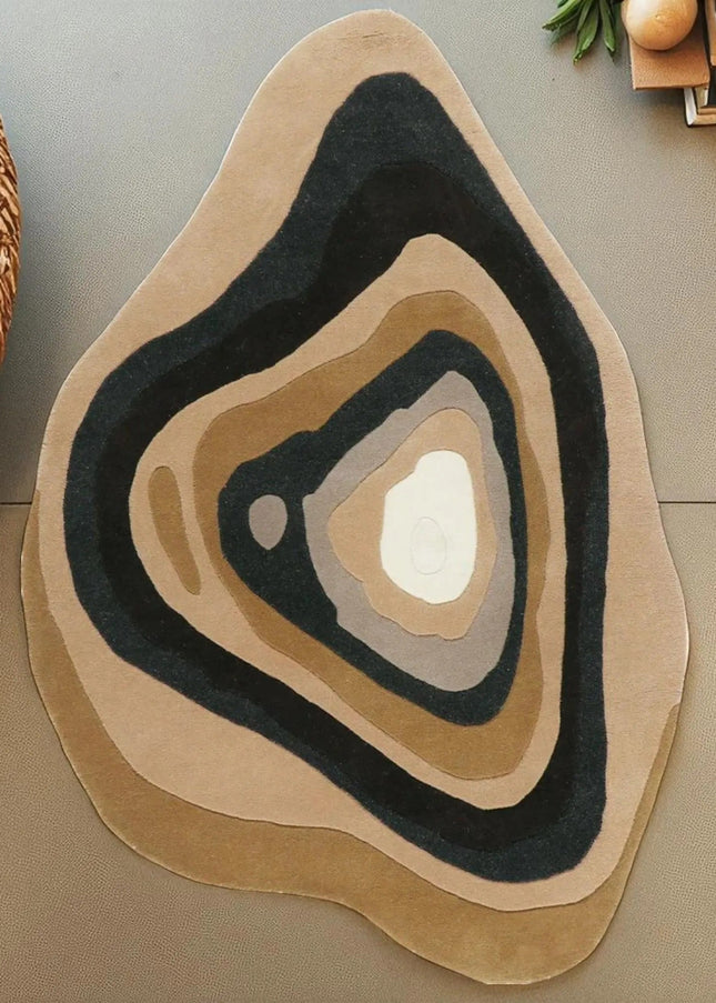 Colorful Abstract Wool Rug – Irregular Layered Hand Tufted Carpet