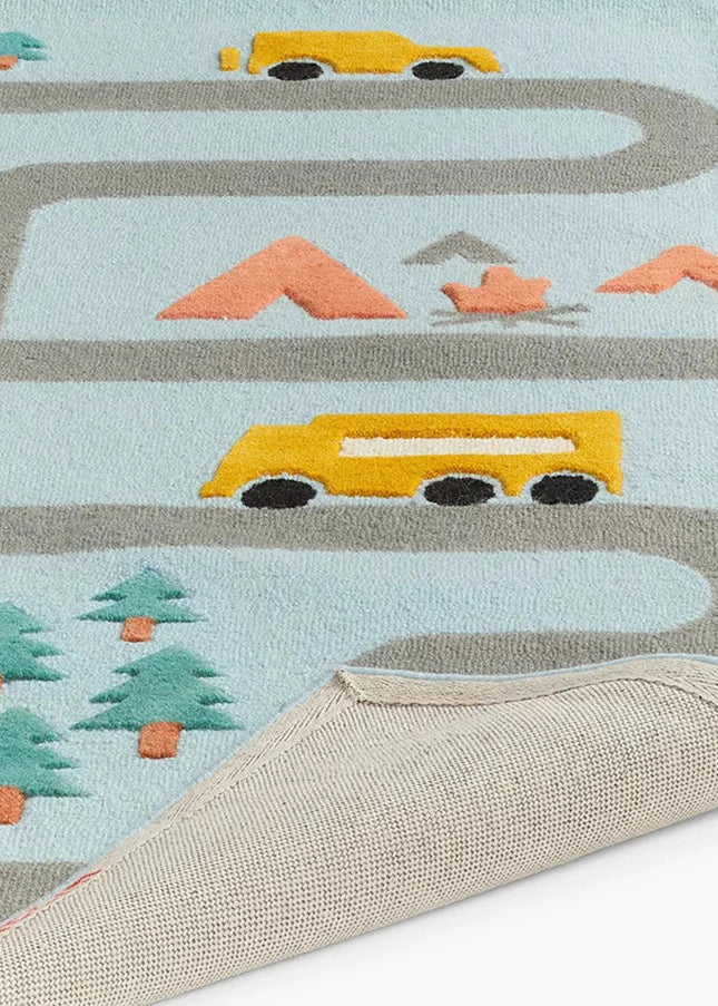 Handmade Wool Kids Rug: Car & Road Playmat, Nonslip Nursery Decor