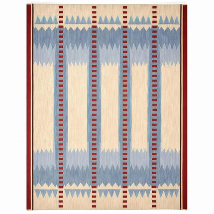 Handwoven Wool Geometric Tribal Rug, Indian Dhurrie, Boho Rug