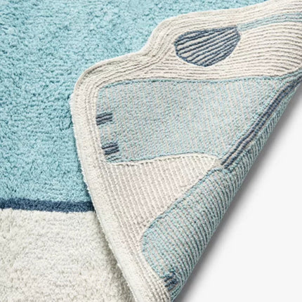 Hand-Tufted Wool Elephant Rug: Sky Blue Safari Playmat