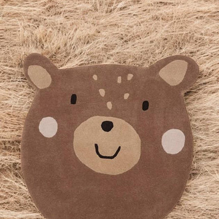 Hand-Tufted Brown Bear Wool Rug: Kids Room Decor