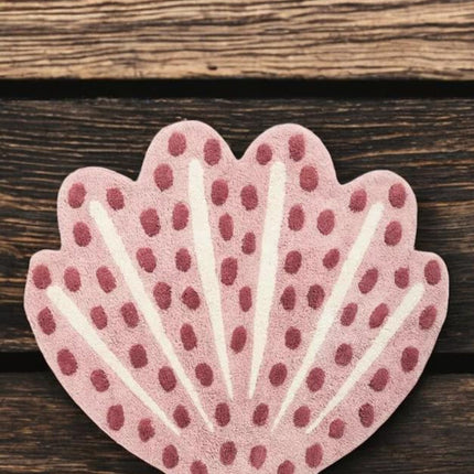 Soft Pink Shell Rug: Hand-Tufted Wool Playmat by TheGiftsConnect