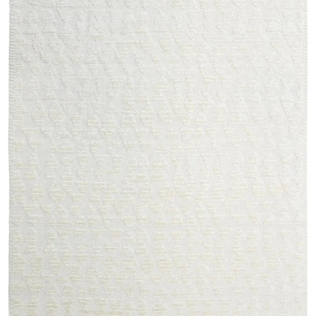 Hand Knotted Ivory Wool Rug: Textured Monochromatic Home Decor, 8x10