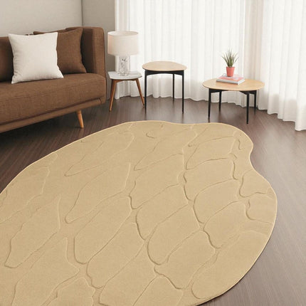 Hand Tufted Wool Rug: Irregular Organic Modern Design, Earthy Tones