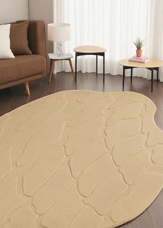 Hand Tufted Wool Rug: Irregular Organic Modern Design, Earthy Tones