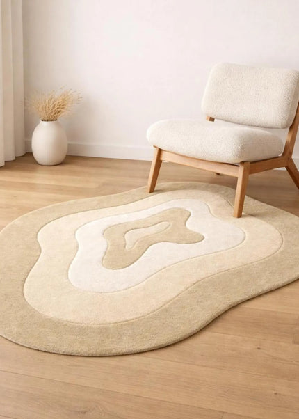 Irregular Hand Tufted Sculpted Wool Rug, Earthy Shade Modern Area Carpet For Living Room