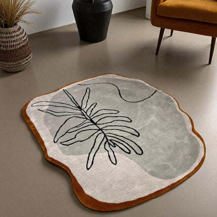 Irregular Leaf Wool Rug – Modern Hand Tufted Abstract Carpet