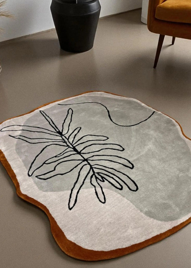 Irregular Leaf Wool Rug – Modern Hand Tufted Abstract Carpet