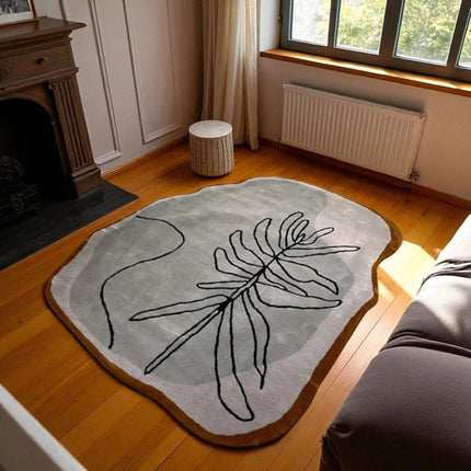 Irregular Leaf Wool Rug – Modern Hand Tufted Abstract Carpet