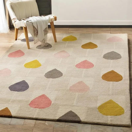 Hand Tufted Wool Area Rug: Modern Geometric Multicolor Design