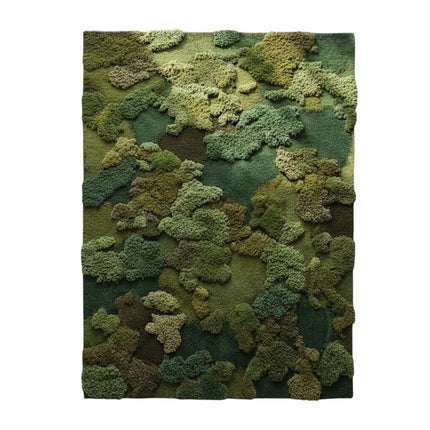 Hand-Tufted Wool Forest Area Rug  Moss Green Organic Abstract Design