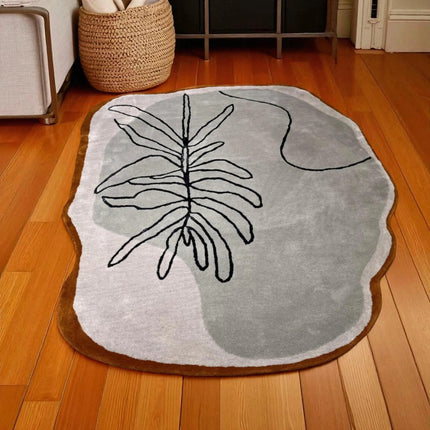 Irregular Leaf Wool Rug – Modern Hand Tufted Abstract Carpet