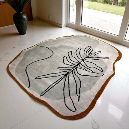 Irregular Leaf Wool Rug – Modern Hand Tufted Abstract Carpet