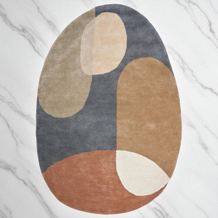 Modern Pebble Shape Viscose Rug – Earthy Neutral Tones