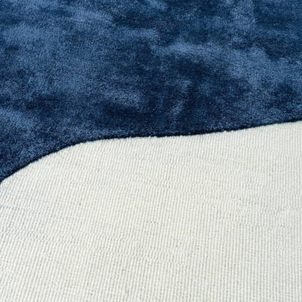 Hand Tufted Wool Area Rug: Modern Abstract Design, Navy/Beige
