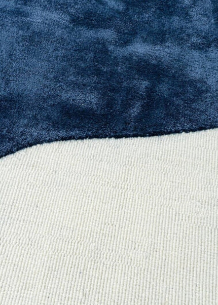 Hand Tufted Wool Area Rug: Modern Abstract Design, Navy/Beige