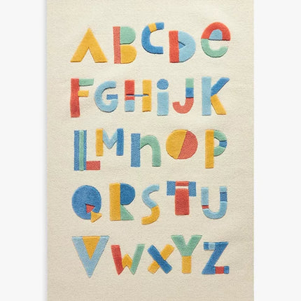 Hand-Tufted Wool ABC Rug: Educational Kids Playmat