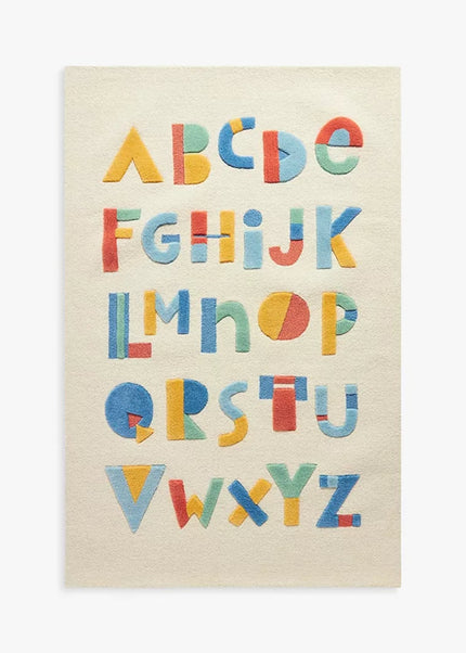 Hand-Tufted Wool ABC Rug: Educational Kids Playmat